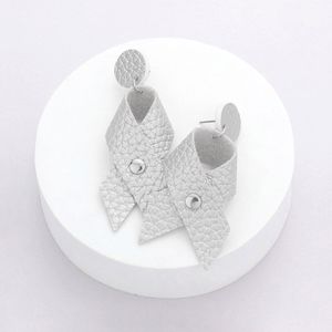 Silver Bow Ribbon Leather Dangle Earrings 2.75" Fashion Jewelry Accessory